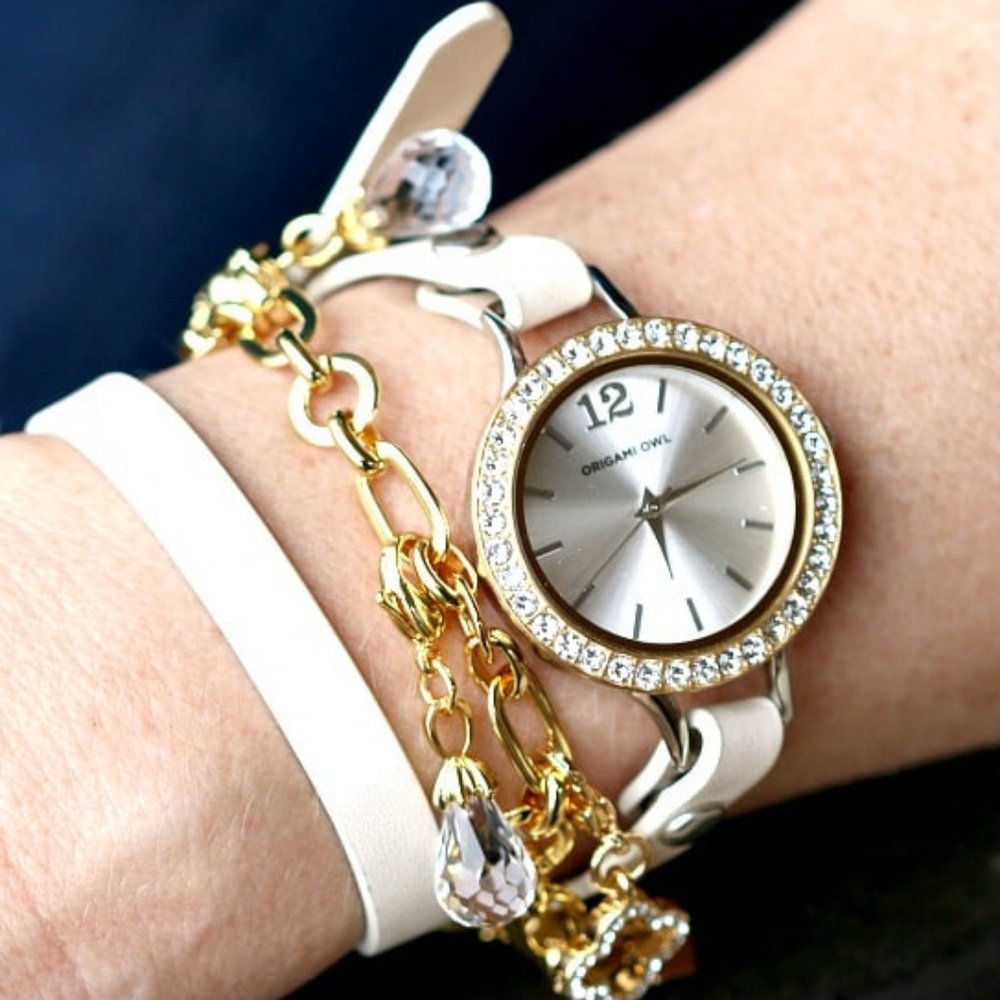 Cream Leather Wrap Bracelet Origami Owl 6-7.25"